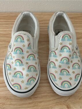 Vans Kids Size 13.5 Rainbow Print Slip-On Sneakers